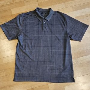 Van Heusen Polo T-Shirt Plaid Dark Brown Size XL Short Sleeve